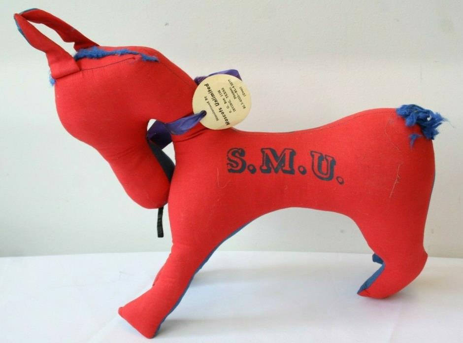 Rare Vintage 1940's SMU University Mascot Autograph Hunters Peruna Mustang Plush