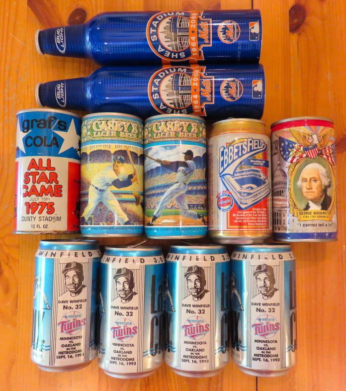 11 CLASSIC SPORTS CANS/BOTTLES-2008 METS/SHEA, WINFIELD, EBBETS, DODGERS, GIANTS