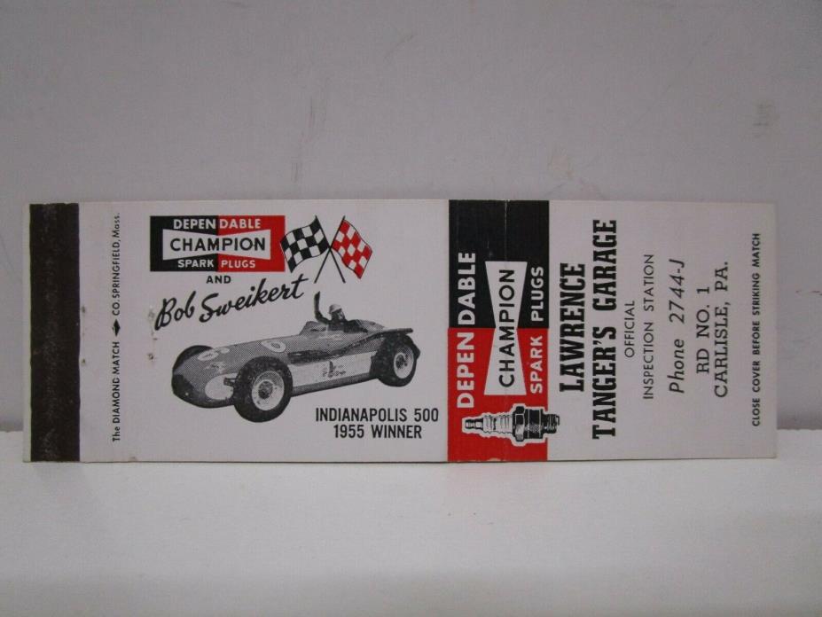 1955 Bob Sweikert - Indianapolis 500 Winner Matchbook Cover