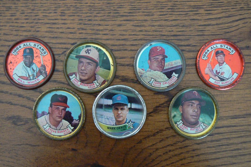 Lot of 7 Topps Metal Coin Caps Baseball Players All Stars White McMillan Battey