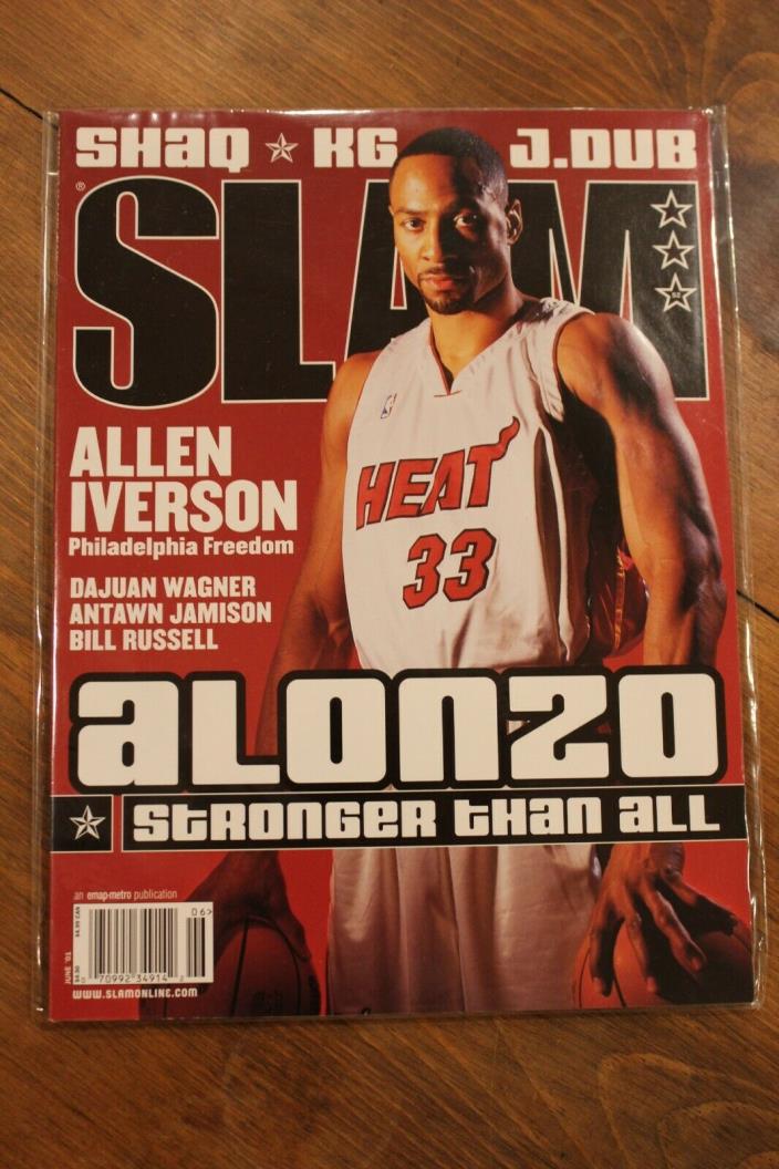 SLAM-Alonzo Mourning-Allen Iverson-Shaq-Dajuan Wagner-Bill Russell-June 2001