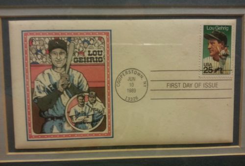 Vintage first day of issue Lou Gehrig stamp on collectable envelope Babe Ruth
