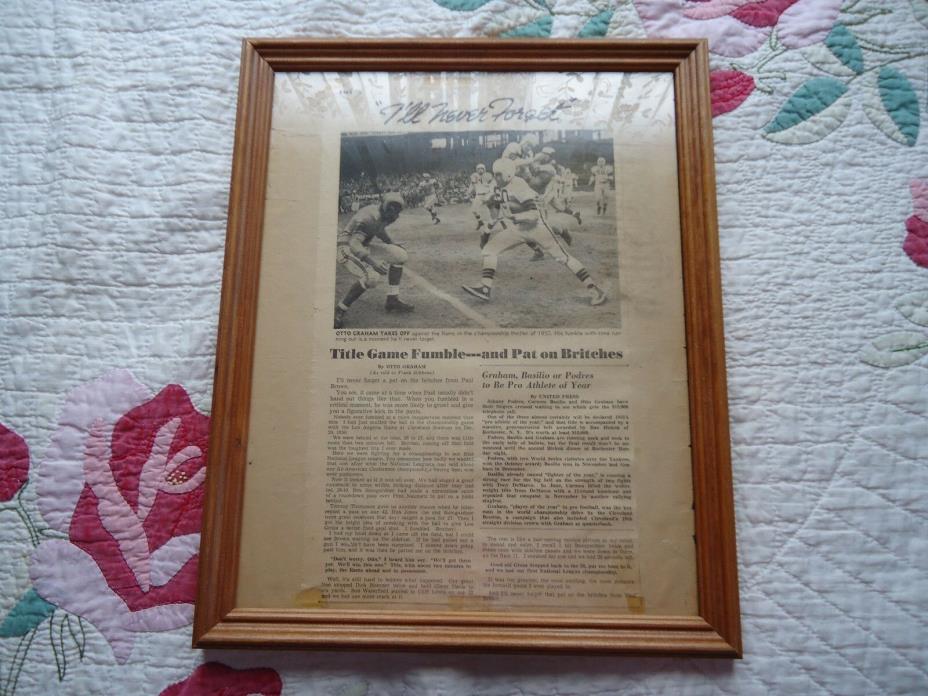 Vintage Cleveland Brown's Otto Graham, Plain Dealer News Sports Article 1950