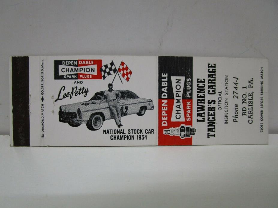 1955 Lee Petty, NASCAR, Race Car Driver Matchbook Cover