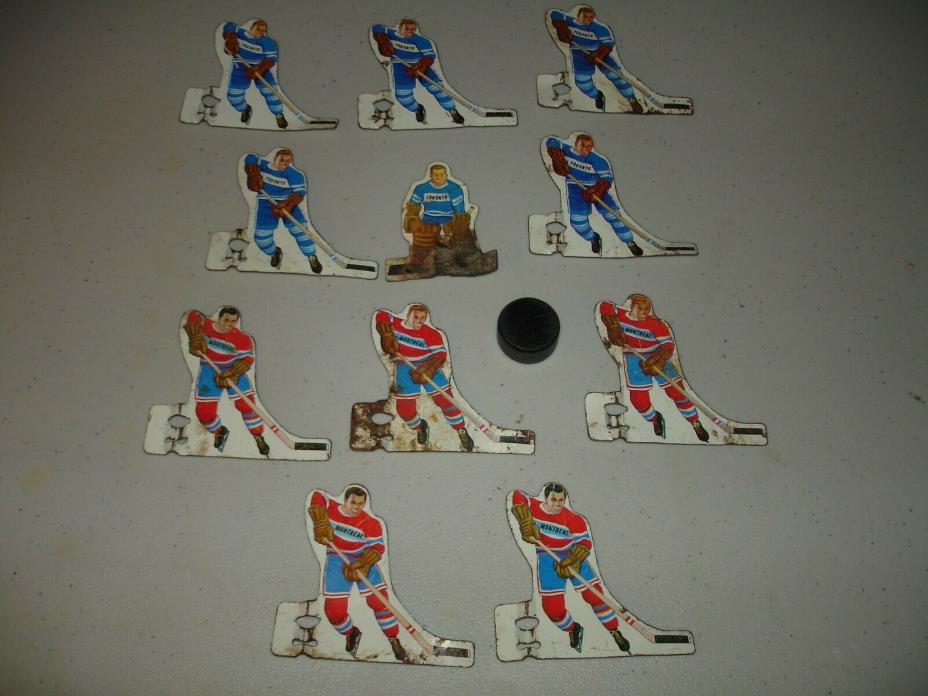 Vintage 1960's Tin Table Hockey Players - Montreal Canadiens+Toronto Maple Leafs