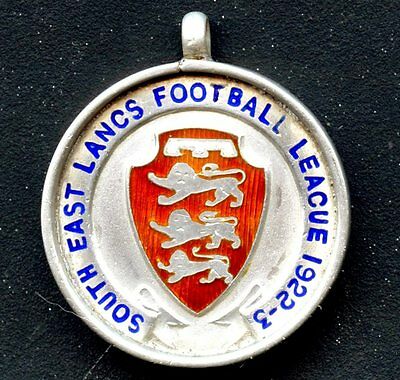 1922-1923 South East Lancs Football Silver Pendant 28mm Dia x 5mm Thk 13.7 Grams
