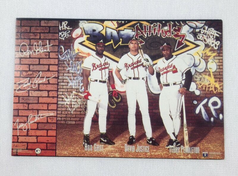 1991-92 Costacos Brothers Poster Card Color Photo; Braves: Justice, Gant