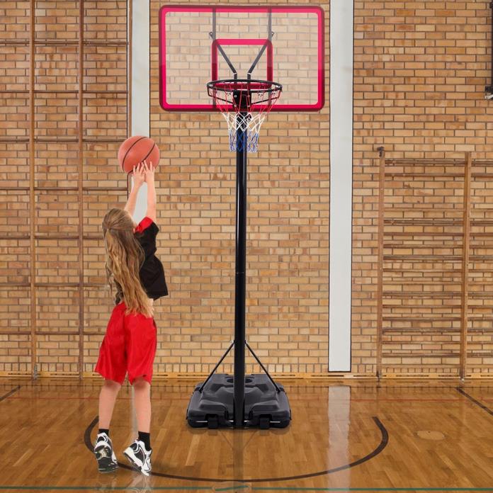 10' Height Adjustable Hoop Stand Basketball Backboard w/ Wheels