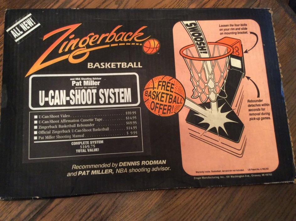 New Zingerback Basketball Rebounder U Can Shoot Hoop with Video Cassett Manual