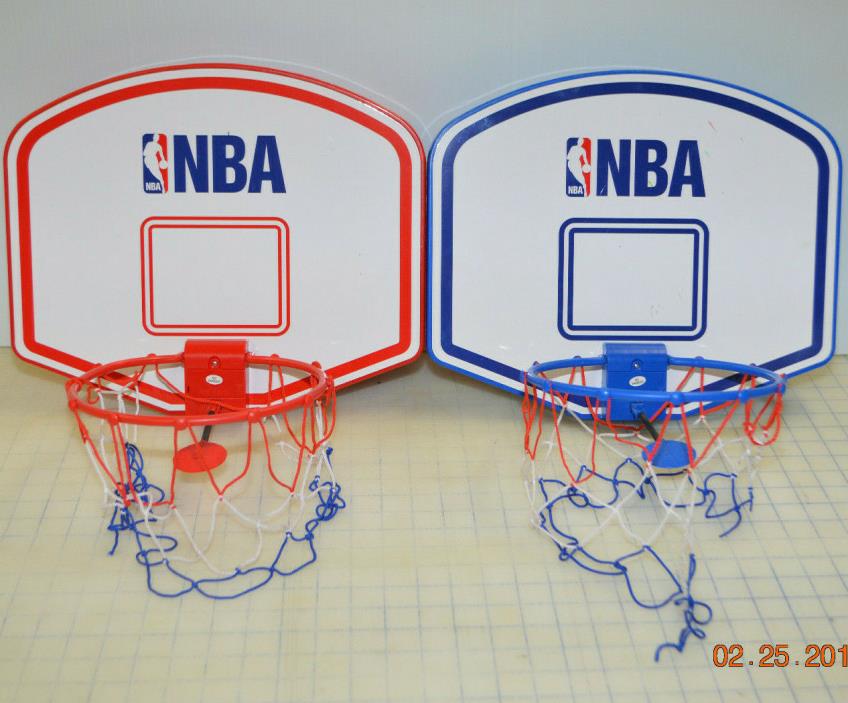 NBA Slam Jam Over The Door Mini Basketball Hoop Lot of 2 Red & Blue - No Ball