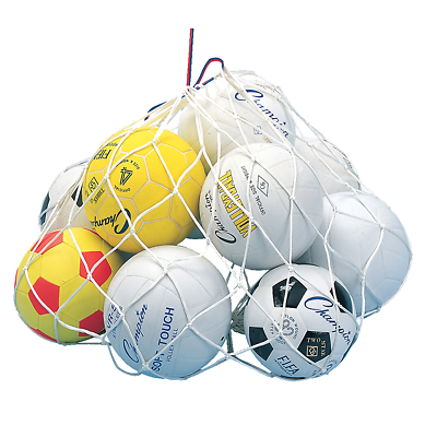 CHAMPION SPORTS BALL CARRY NET, HEAVY-DUTY 4IN SQUARE MESH HOLDS TEN BASKETBALLS