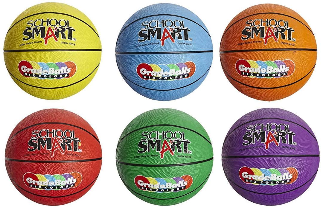 School Smart Gradeballs Rubber Basketballs - Junior Size - Set of 5