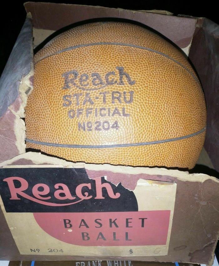 Spectacular Vintage 1940s-50s Reach Sta-Tru Basketball No. 204 in Original Box
