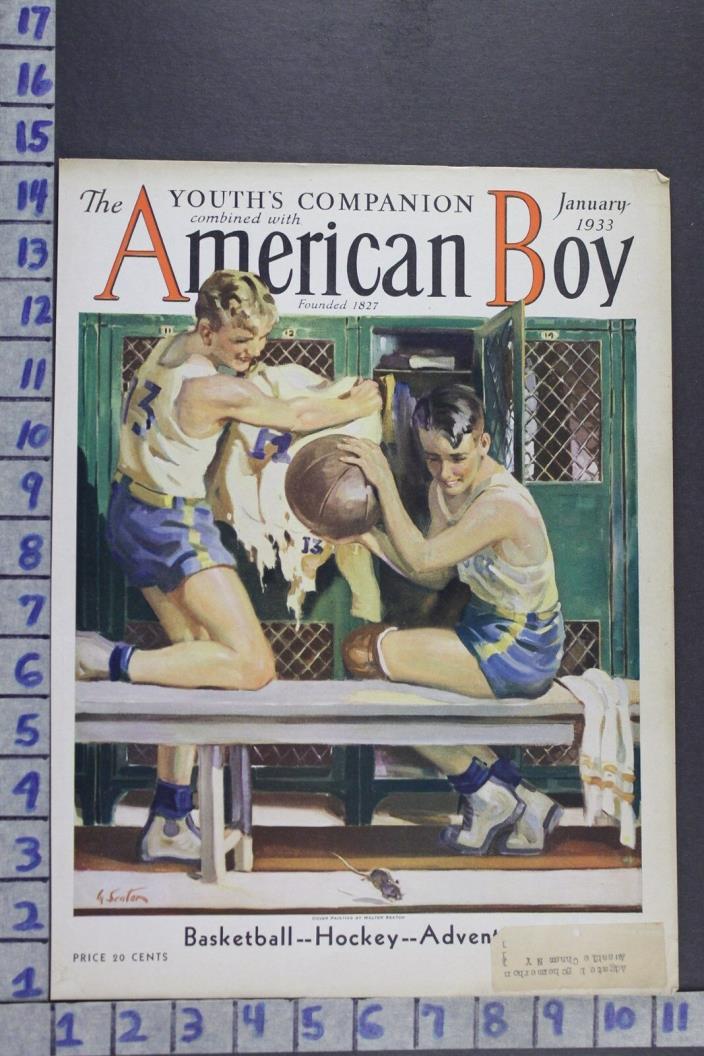 1933 WALTER SEATON BASKETBALL TEAM LOCKERROOM SPORTING ORIGINAL COVER ART COV059
