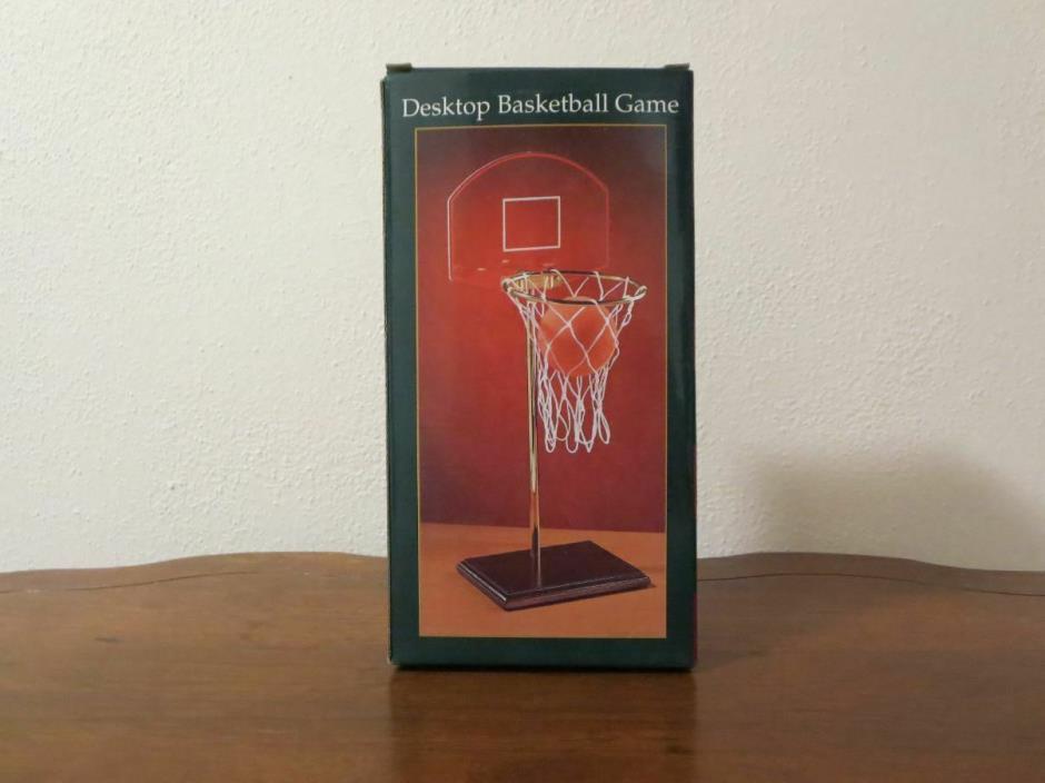 Desktop Basketball Game ~ Gold-Tone Rim & Post; Walnut-Finished Base; Foam Ball