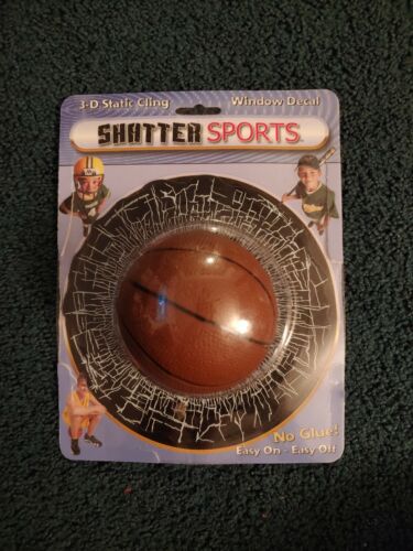 Shatter Sports 3-D Static Cling Window Decal No Glue Easy On/Off BASKETBALL NIP