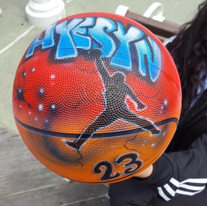 Personalized Airbrush Jordan Basketball Hand with ANY Name, Number Team Colors