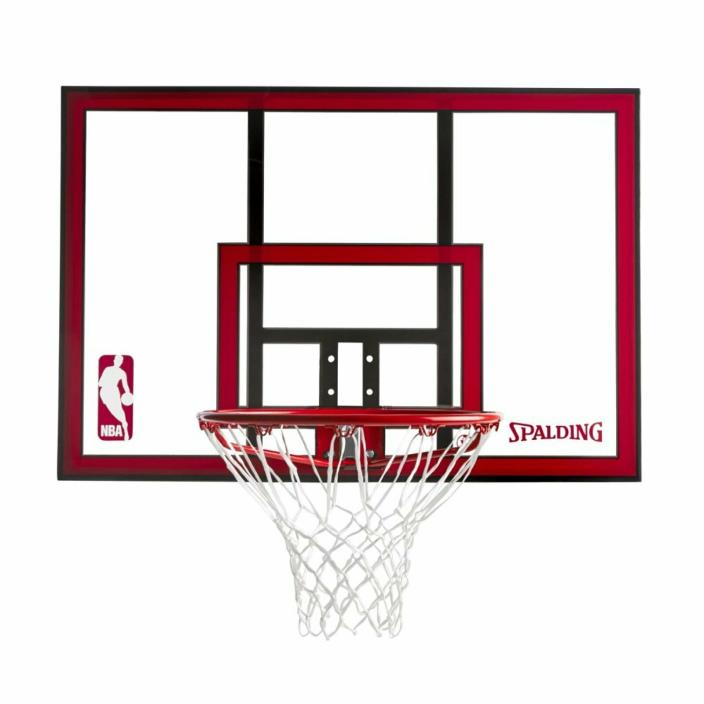 Spalding NBA Polycarbonate 44 Inch Basketball Slam Jam Backboard Nets Rim Combo