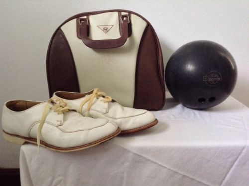 Vintage Amf Bowling Bag Shoes Men's Size 9 Ebonite Ball