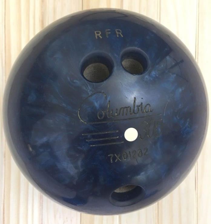 Vintage Columbia 300 Bowling Ball White Dot Cobalt Blue Swirl Pearlized
