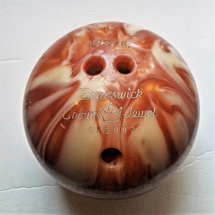 Vintage Brunswick Crown Jewel Bowling Ball Gold Swirl 10lb 6oz Retro CL2002 70s