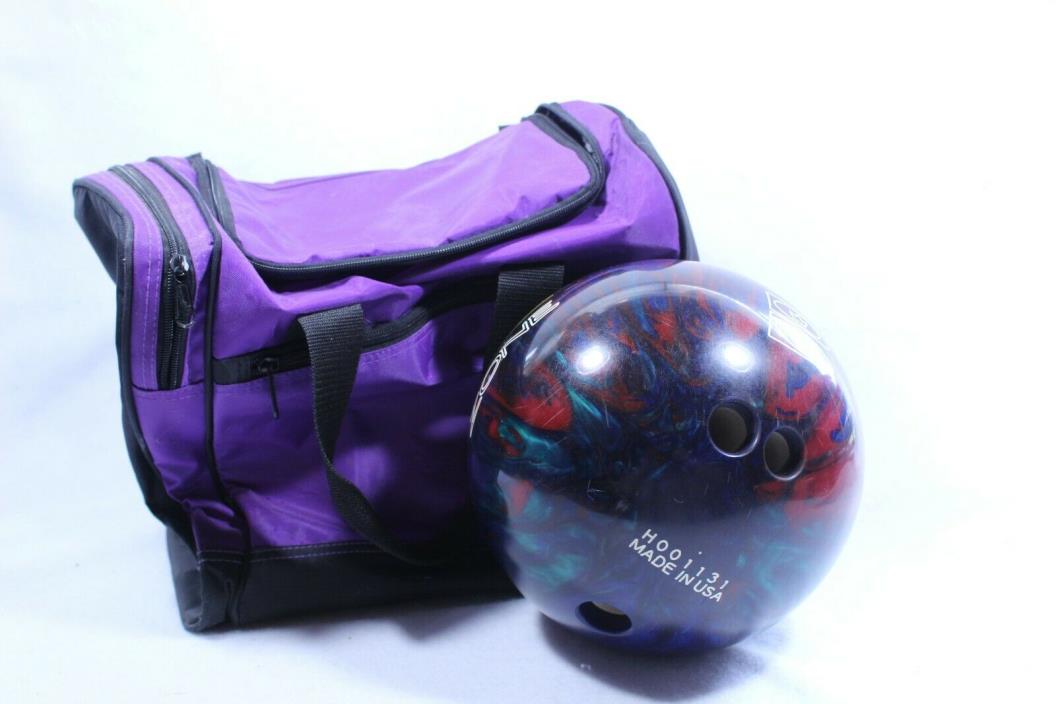Brunswick Z Zone 13 LB Bowling all Red Blue Green Marble H001131 With Purple Bag