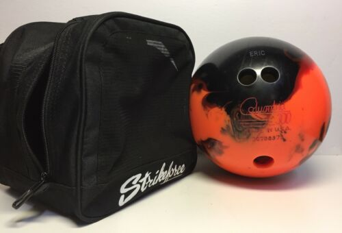 Columbia 300 WD Bowling Ball 12lb Black, Orange, Red W/ Strikecraft Bowling Bag