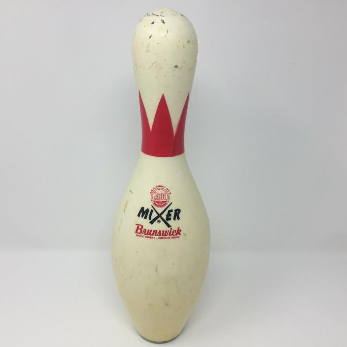 Vintage Brunswick Mixer Red Crown ABC Approved Plastic Coated Bowling Pin 15
