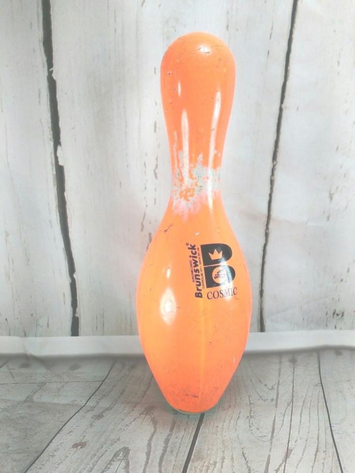 Fluorescent Neon Orange Bowling Pin Cosmic Bowling Brunswick very Used distress