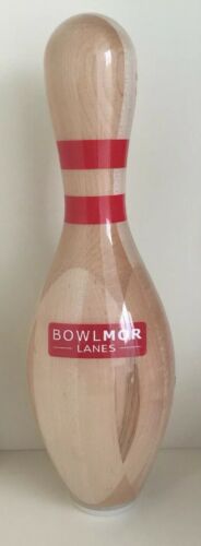 Rare BOWLMOR LANES Anaheim CA Solid Wood Bowling Pin Regulation 15”h Trophy NEW!