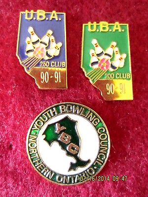 2 U.B.A. bowling pins lot 250 & 200 club & Youth Bowl Councel Northern On.