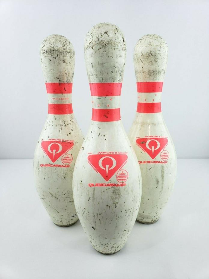 AMFLITE II Qubica AMF USBC Approved Used Bowling Pins plastic coated Lot of 3
