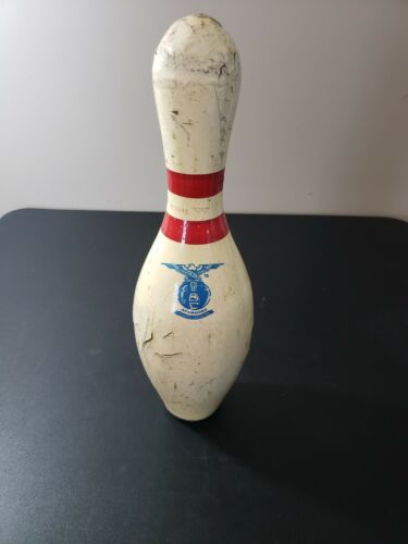 ABC Approved Bowling Pin Blue Eagle Dura Mark Plastic Coating Worn Used AMF
