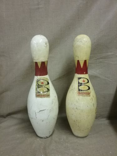 2 Vintage Brunswick Score-King Wood Bowling Pins