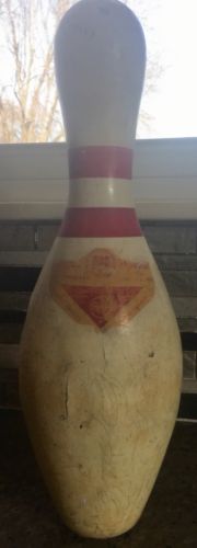 1 Game Vintage  Amflite ABC Registered Bowling Pin Pin Lot Red & White 302