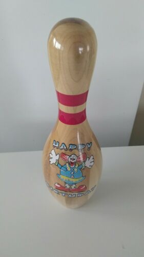 Happy Birthday Double Stripe Bowling Pin Regulation Size & Weight Free Ship !