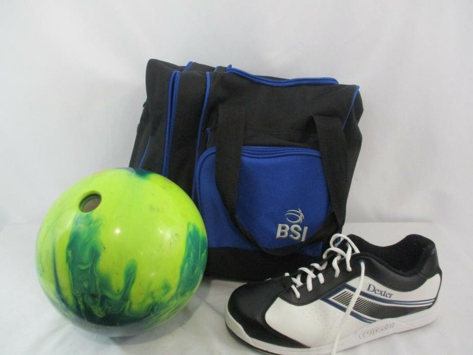 Ebonite Cyclone Bowling Ball,  BSI Bowling Bag & Dexter Bowling Shoes Size 11
