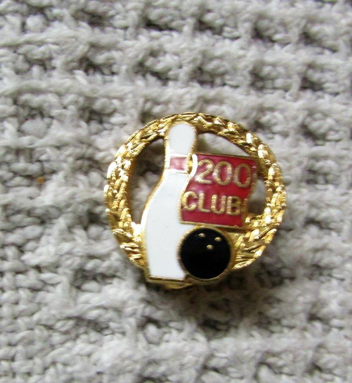 Bowling Pin 200 Club Red Shield White Pin Black Ball