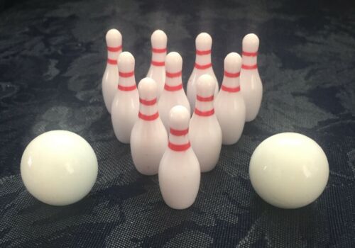 Mini Bowling / Caketopper?...Tabletop Marble Bowling Ball and Pins Mini-Game