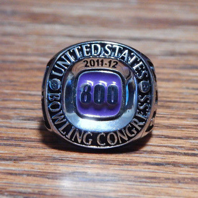 USBC Keepsake Silver Tone United States Bowling Congress 800 Bowling Ring Sz 9