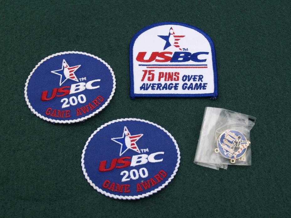 2 USBC 200 bowling patches and USBC 75 Pins patch and Ladies east coast classic