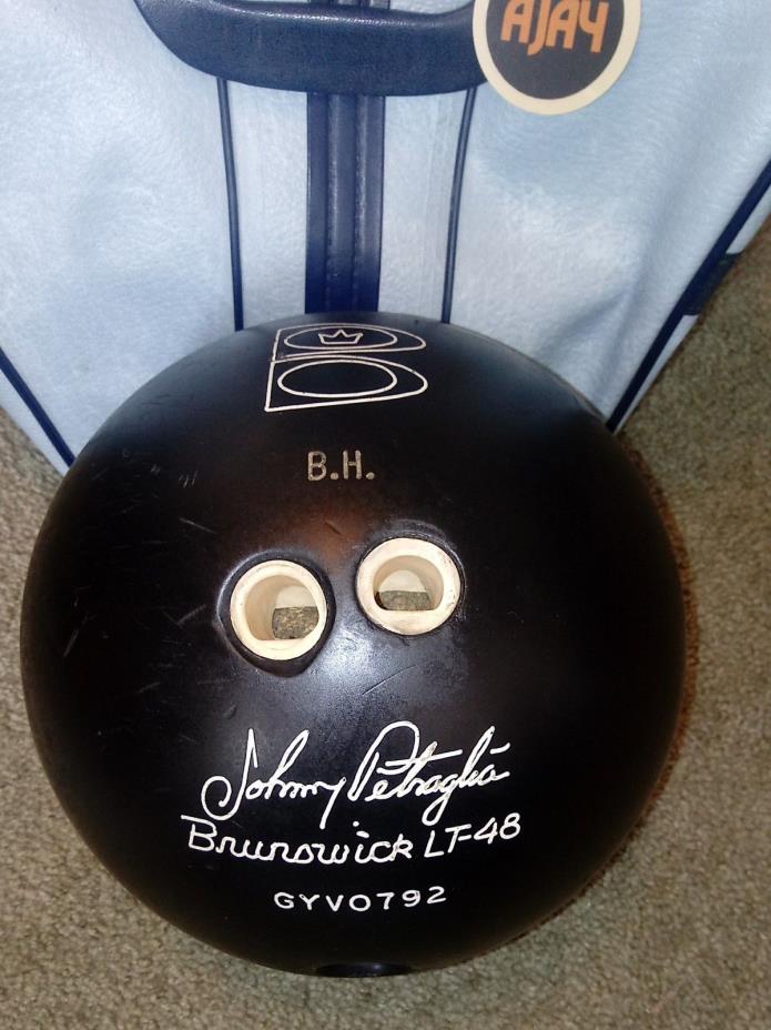 Vintage Brunswick LT-48  Bowling Ball 15 LB Johnny Petraglia with Bag