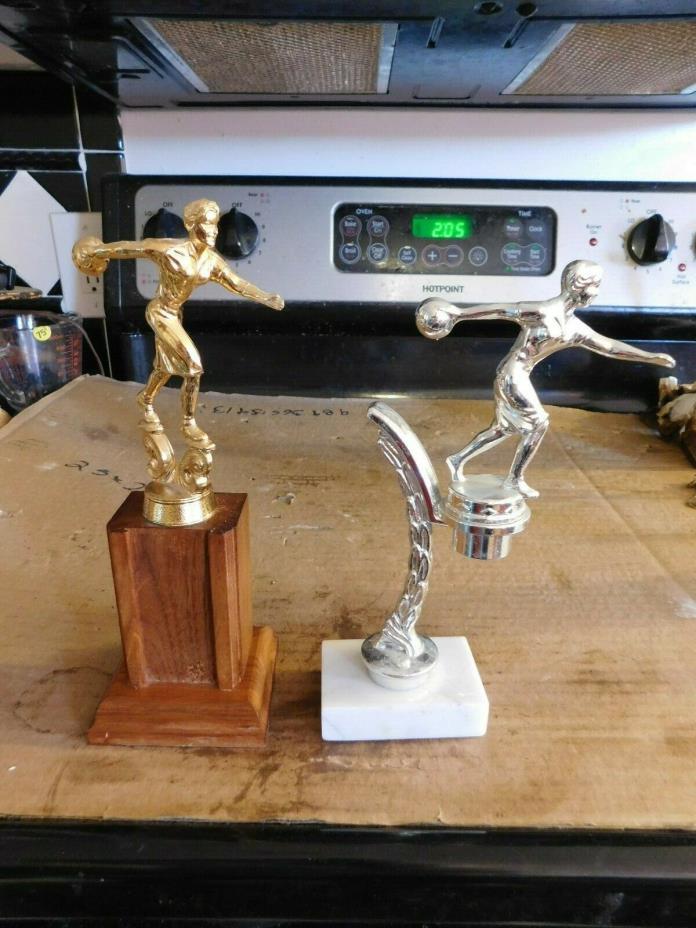 PAIR OF VINTAGE BOWLING TROPHIES W/METAL TOPPERS GROUP #6