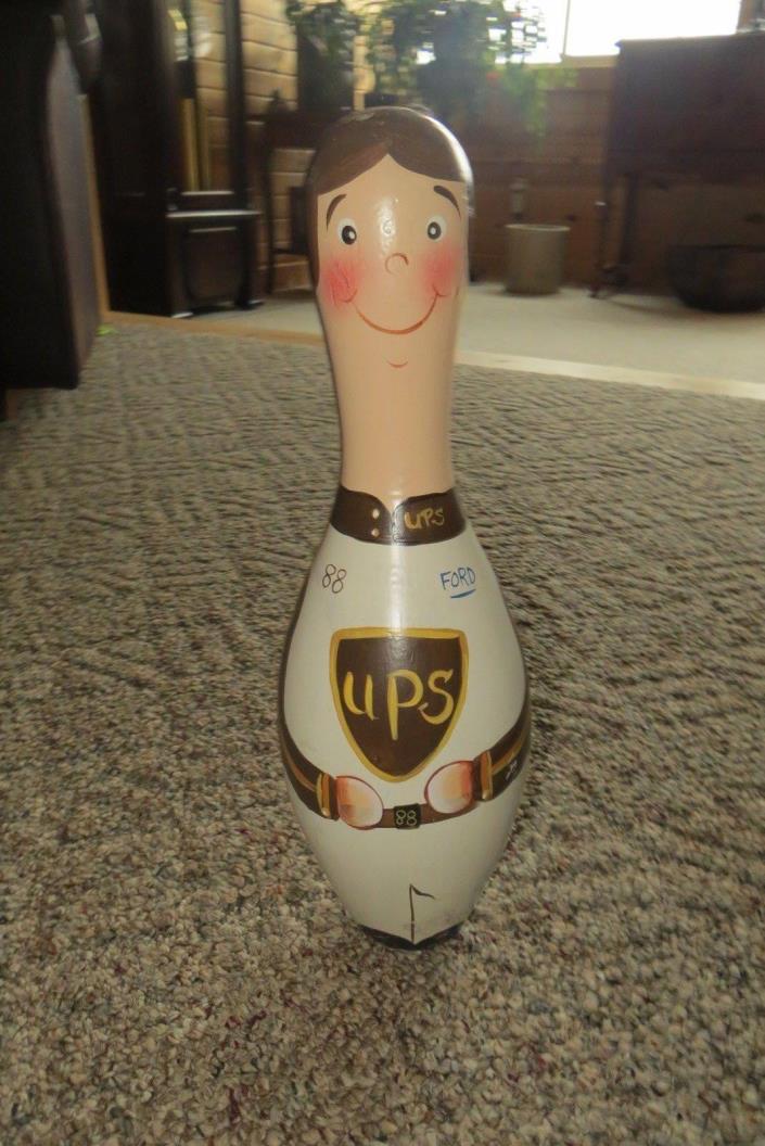 vtg hand painted UPS bowling pin award, 88 and ford on it