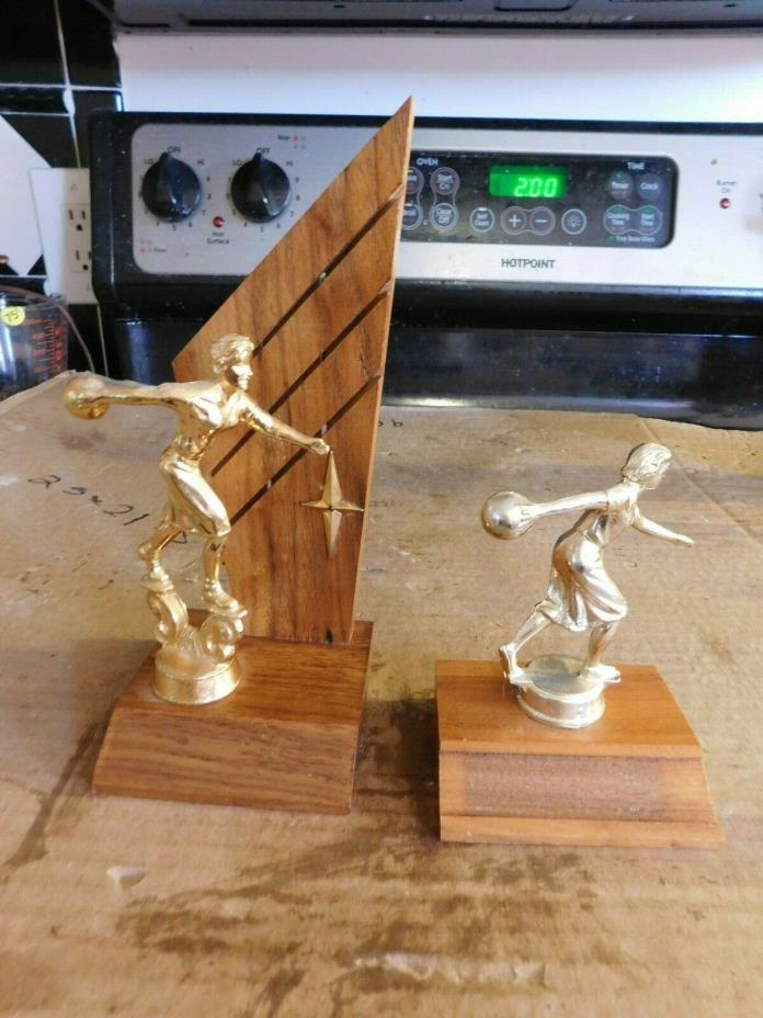 PAIR OF MID CENTURY BOWLING TROPHIES W/METAL TOPPERS GROUP #5