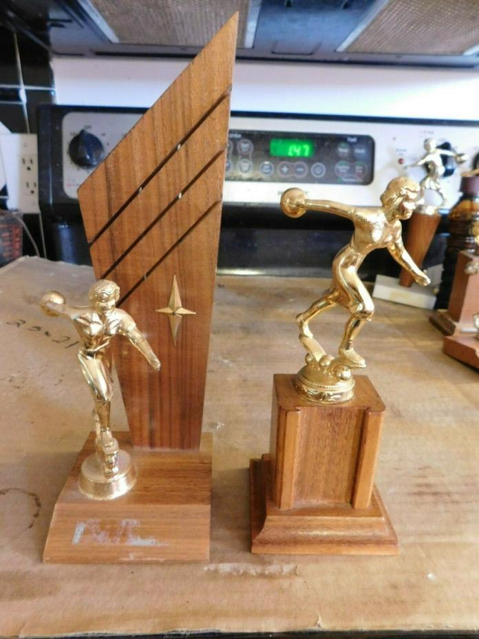 PAIR OF VINTAGE BOWLING TROPHIES W/METAL TOPPERS GROUP #1