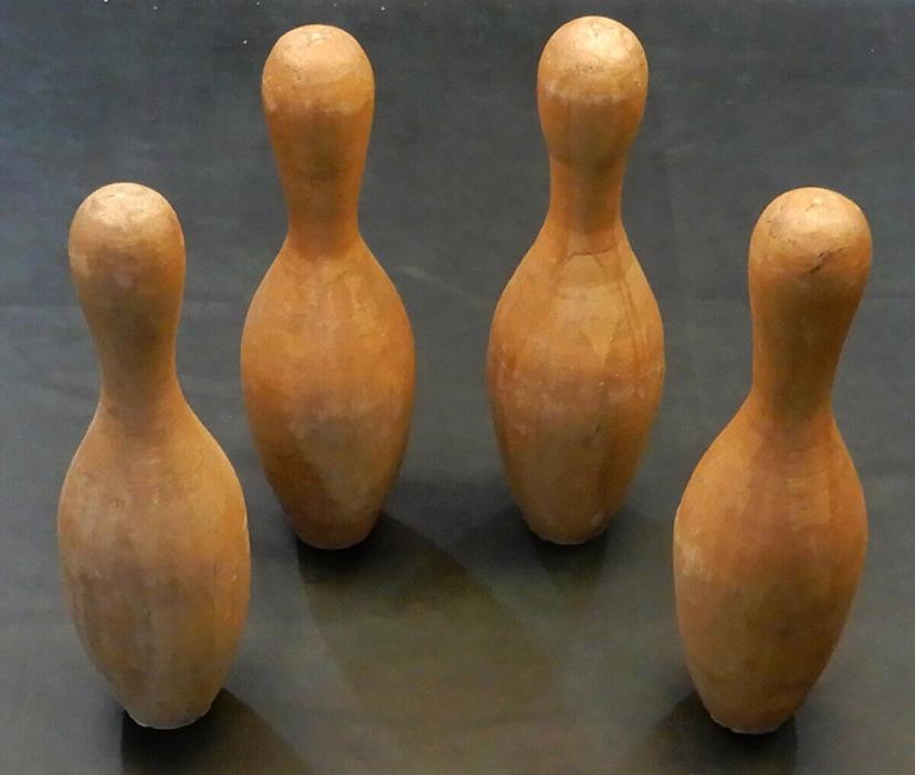4 Vintage Wood Bowling Pins Natural Wood Mid Century Coffee Table Legs 15 Inch