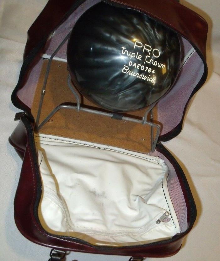 Vintage Bowling Ball and Bag- *Un-drilled! 16 lb. Brunswick Pro Triple Crown