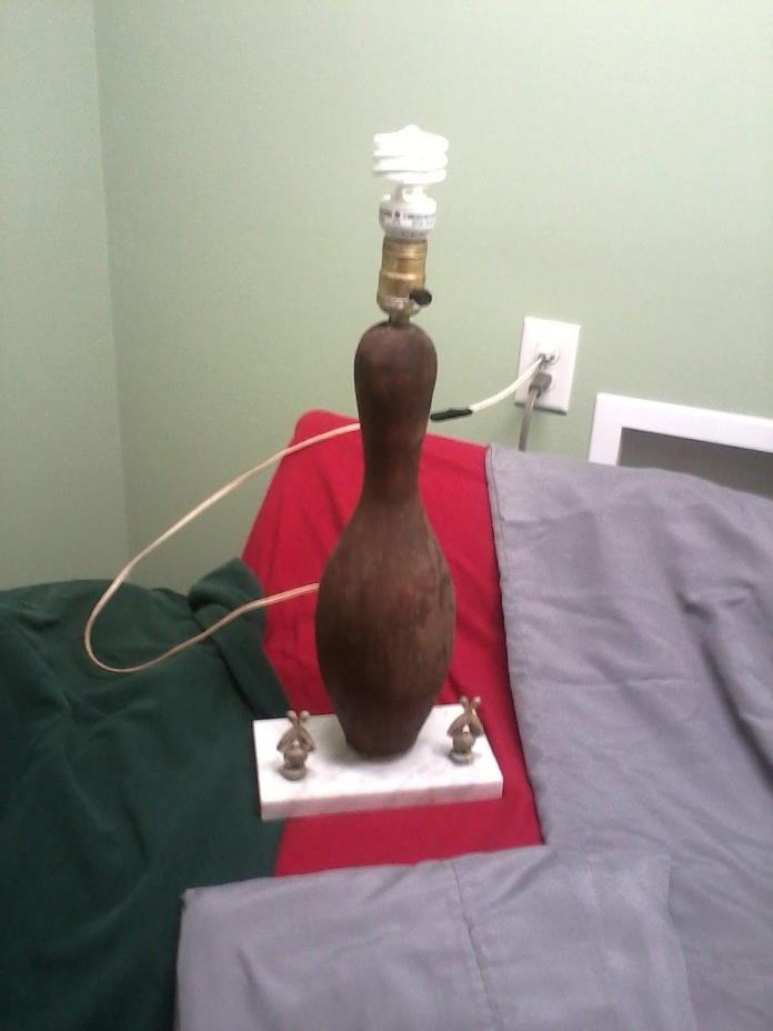 Vintage Bowling Pin Trophy Lamp