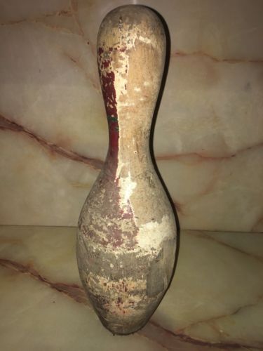 Vtg Wooden Hand Painted Bowling Pin